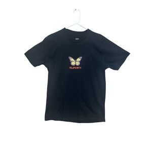 OBEY Hello‎ Earth Butterfly Graphic T-Shirt Black Mens Medium Casual